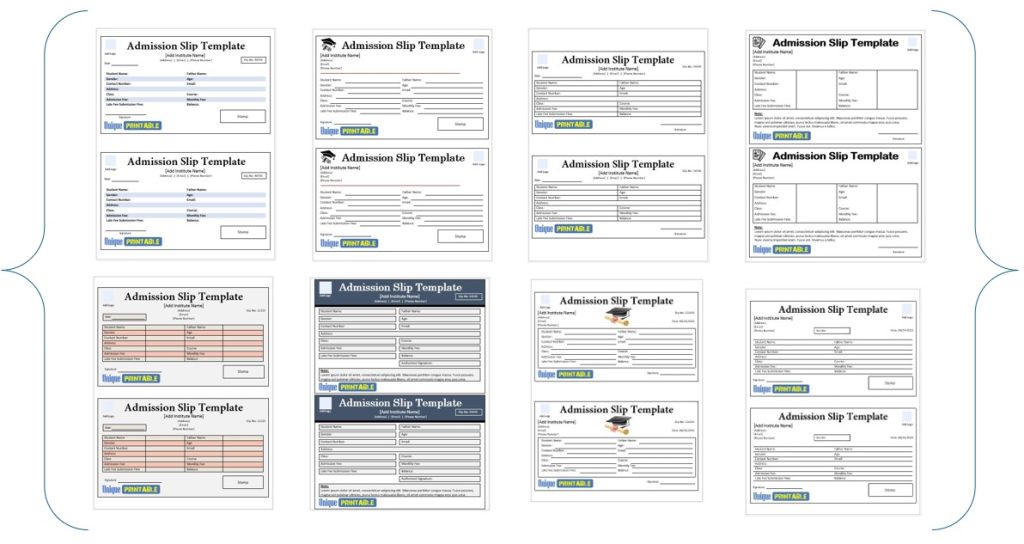 Admission Slip Templates