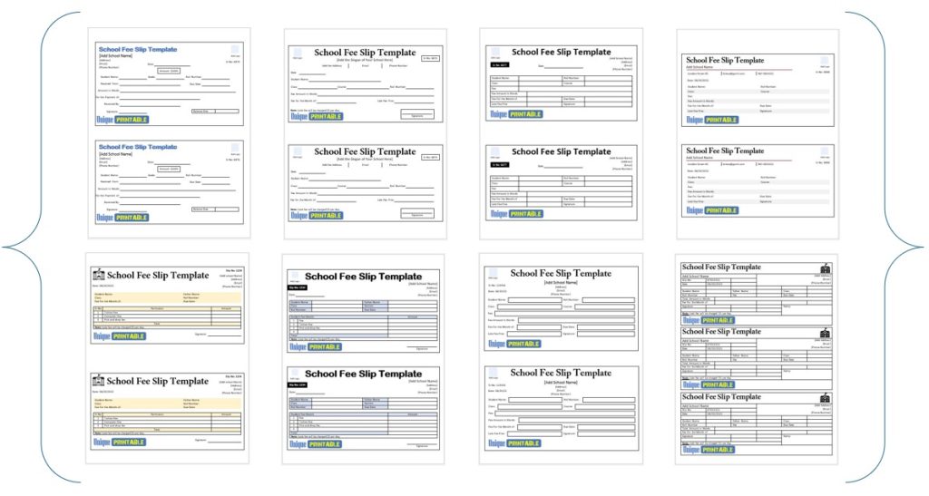 School Fee Slip Templates