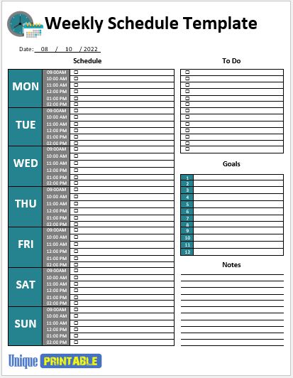 Weekly Schedule Templates Feature Image,