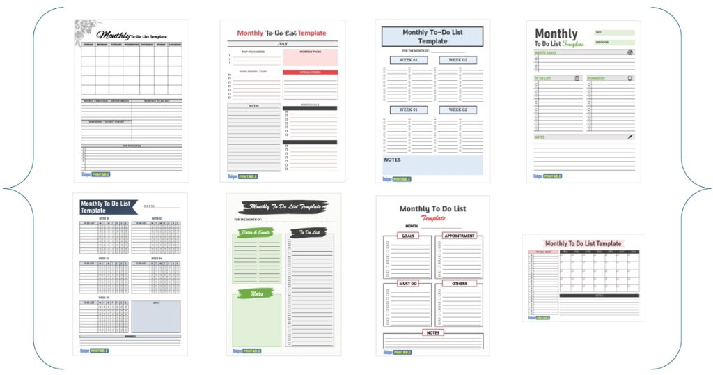 Monthly To-Do List Templates