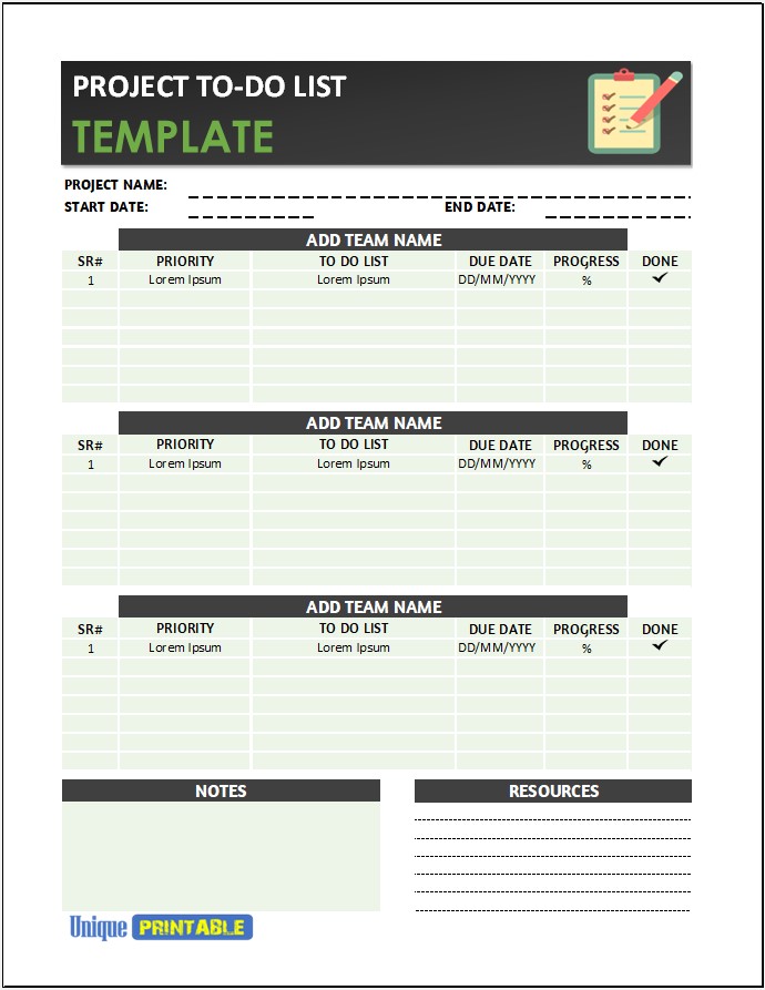 Project To-Do List Template 07
