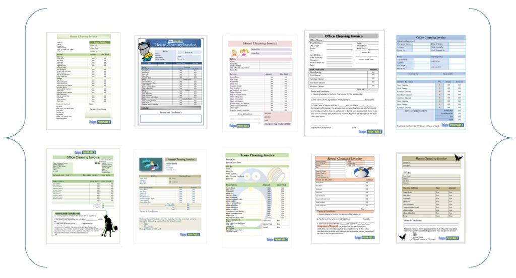 Cleaning Services Invoice Templates