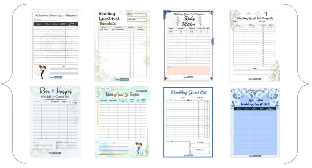 Wedding Guest List Templates