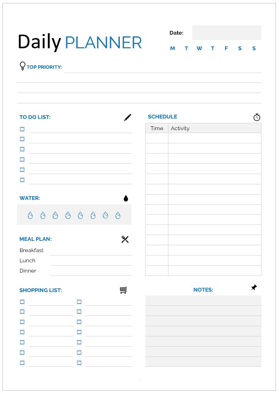 Daily Planner To Do List Template - MS Word