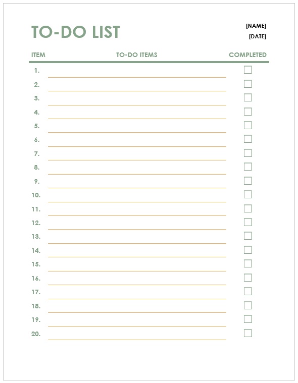 Daily Routine To Do List Template - MS Word